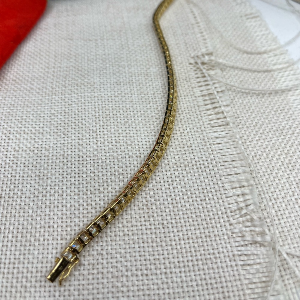 Vintage 90s Vermeil Gold Over Sterling Silver CZ Tennis Bracelet 7.25" Estate - Picture 15 of 17